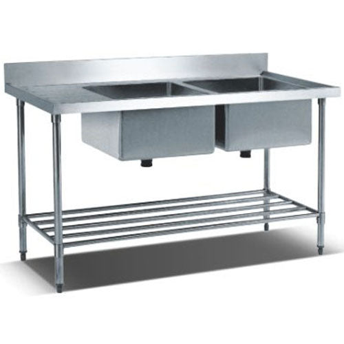 Kitchen Double Sink Table With Perforated